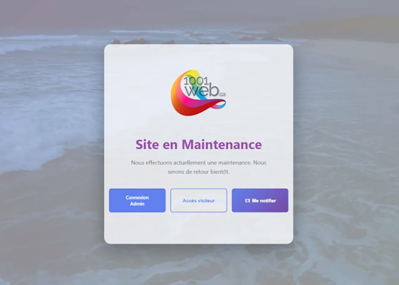 Page de maintenance vue par les visiteurs